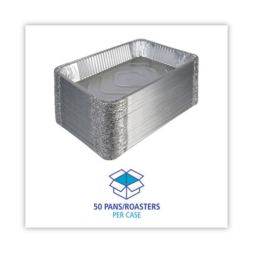 Image of Boardwalk® Aluminum Steam Table Pans, Full-Size Deep, 620 Gauge, 3.19" Deep, 12.81 x 20.75, 50/Carton