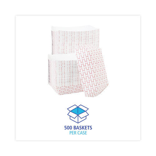 Image of Boardwalk® Paper Food Baskets, 5 Lb Capacity, Red/white, 500/carton