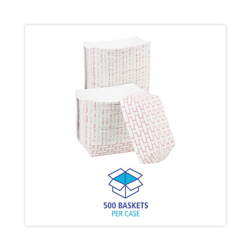 Image of Boardwalk® Paper Food Baskets, 1 Lb Capacity, Red/white, 1,000/carton