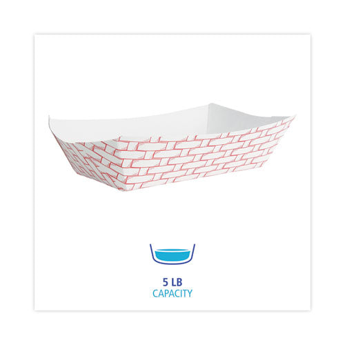 Image of Boardwalk® Paper Food Baskets, 5 Lb Capacity, Red/white, 500/carton