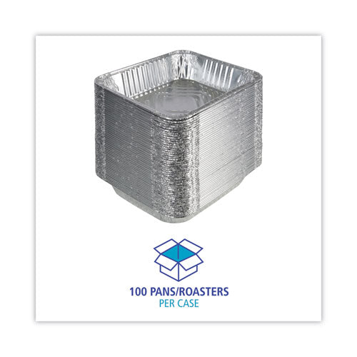 Image of Boardwalk® Aluminum Steam Table Pans, Half-Size Deep, 400 Gauge, 2.56" Deep, 10.38 x 12.75, 100/Carton