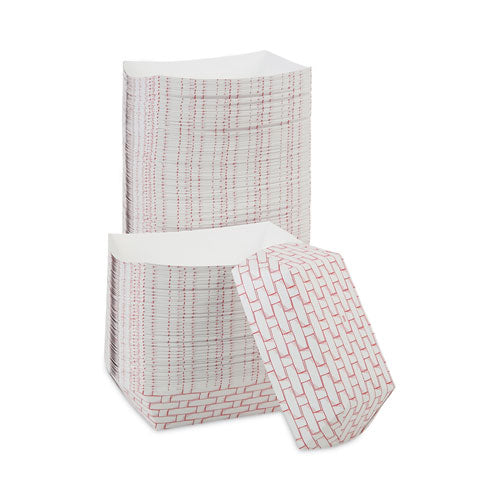 Image of Boardwalk® Paper Food Baskets, 3 Lb Capacity, Red/white, 500/carton