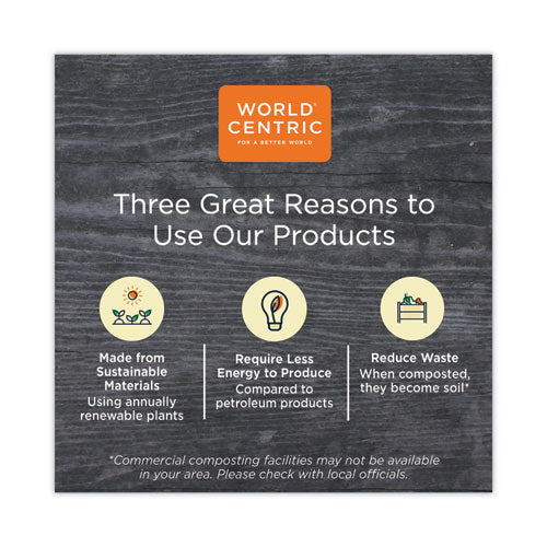 Image of World Centric® Paper Lids for Bowls, 3.6" Diameter, Brown, 500/Carton