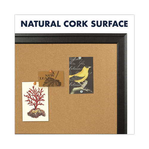 Image of Quartet® Cork Bulletin Board with Black Frame, 17" x 11", Tan Surface, Black Fiberboard (MDF) Frame