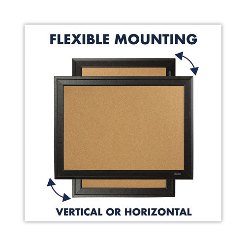 Image of Quartet® Cork Bulletin Board with Black Frame, 17" x 11", Tan Surface, Black Fiberboard (MDF) Frame