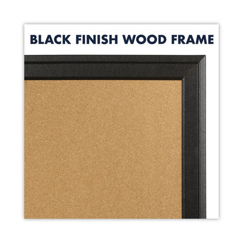 Image of Quartet® Cork Bulletin Board with Black Frame, 17" x 11", Tan Surface, Black Fiberboard (MDF) Frame