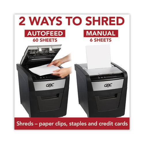 Image of GBC® Autofeed+ 60X Super Cross-Cut Home Shredder, 60 Auto/6 Manual Sheet Capacity