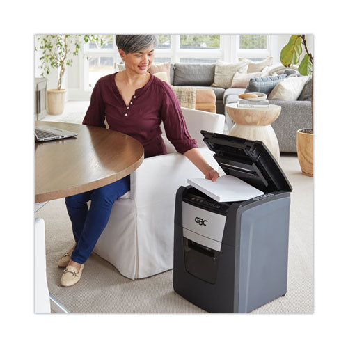 Image of GBC® Autofeed+ 100X Super Cross-Cut Home Office Shredder, 100 Auto/8 Manual Sheet Capacity