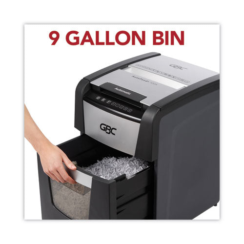 Image of GBC® Autofeed+ 100X Super Cross-Cut Home Office Shredder, 100 Auto/8 Manual Sheet Capacity