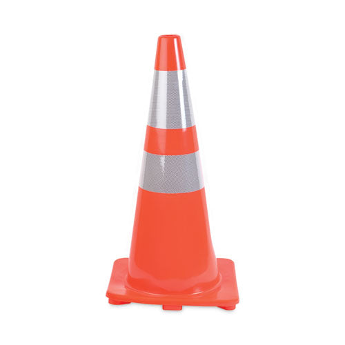 Image of Tatco Traffic Cone, 14 X 14 X 28, Orange/silver
