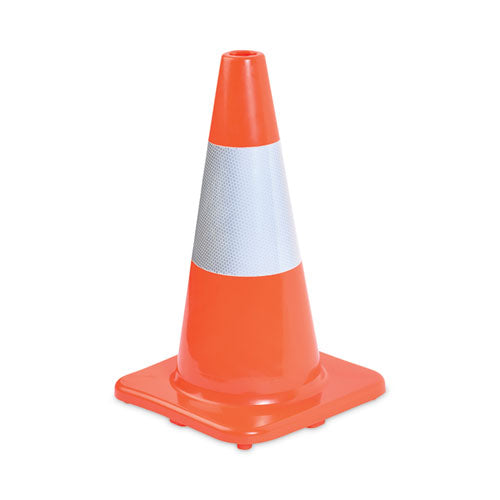 Image of Tatco Traffic Cone, 10 X 10 X 18, Orange/silver