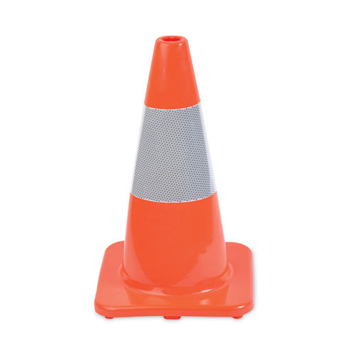 Image of Tatco Traffic Cone, 10 X 10 X 18, Orange/silver