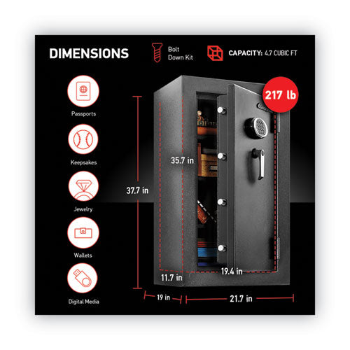 Image of Sentry® Safe Ef4738e Safe, 4.71 Cu Ft, 21.7w X 19d X 37.7h, Black