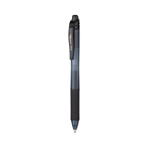 Image of Pentel® EnerGel-X Gel Pen, Retractable, Medium 0.7 mm, Black Ink, Smoke/Black Barrel, Dozen