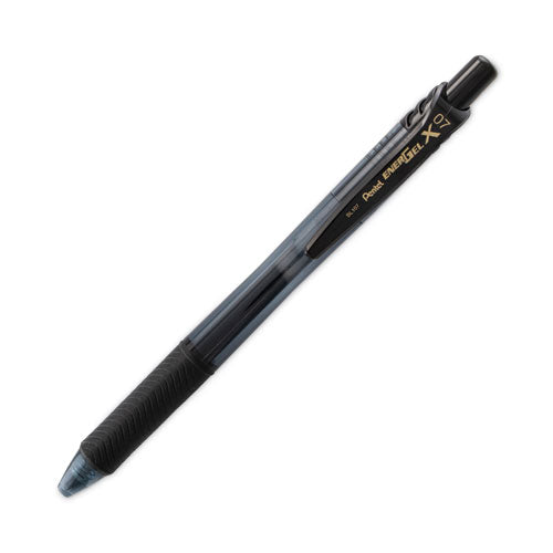 Image of Pentel® EnerGel-X Gel Pen, Retractable, Medium 0.7 mm, Black Ink, Smoke/Black Barrel, Dozen