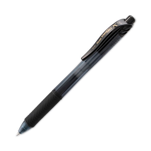 Image of Pentel® EnerGel-X Gel Pen, Retractable, Medium 0.7 mm, Black Ink, Smoke/Black Barrel, Dozen