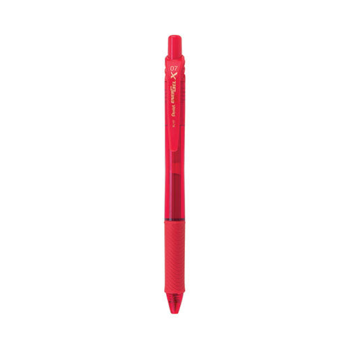 Image of Pentel® EnerGel-X Gel Pen, Retractable, Medium 0.7 mm, Red Ink, Translucent Red/Red Barrel, Dozen