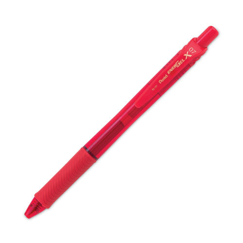 Image of Pentel® EnerGel-X Gel Pen, Retractable, Medium 0.7 mm, Red Ink, Translucent Red/Red Barrel, Dozen