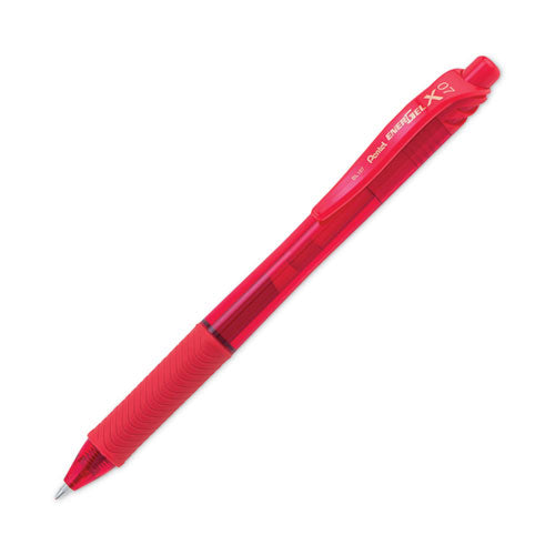 Image of Pentel® EnerGel-X Gel Pen, Retractable, Medium 0.7 mm, Red Ink, Translucent Red/Red Barrel, Dozen