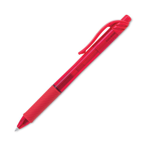 Image of Pentel® EnerGel-X Gel Pen, Retractable, Medium 0.7 mm, Red Ink, Translucent Red/Red Barrel, Dozen