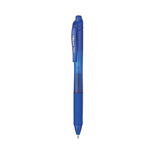 Image of Pentel® EnerGel-X Gel Pen, Retractable, Medium 0.7 mm, Blue Ink, Translucent Blue/Blue Barrel, Dozen