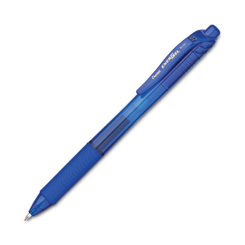 Image of Pentel® EnerGel-X Gel Pen, Retractable, Medium 0.7 mm, Blue Ink, Translucent Blue/Blue Barrel, Dozen