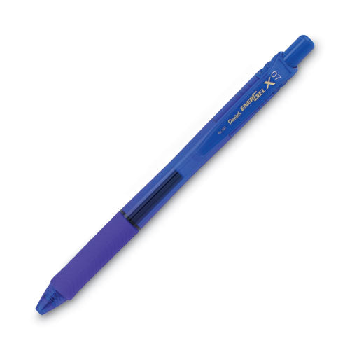 Image of Pentel® EnerGel-X Gel Pen, Retractable, Medium 0.7 mm, Blue Ink, Translucent Blue/Blue Barrel, Dozen