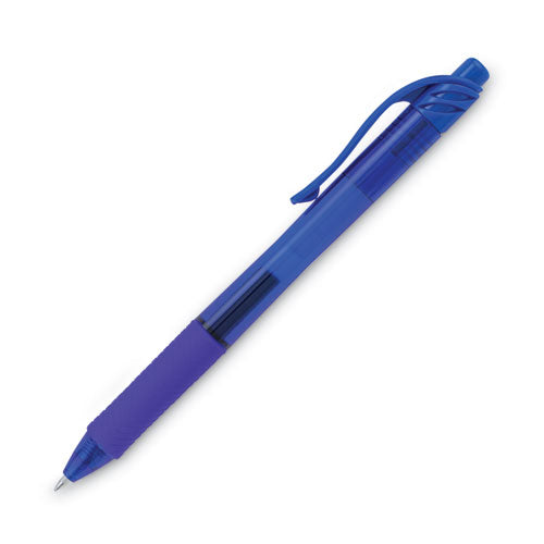 Image of Pentel® EnerGel-X Gel Pen, Retractable, Medium 0.7 mm, Blue Ink, Translucent Blue/Blue Barrel, Dozen
