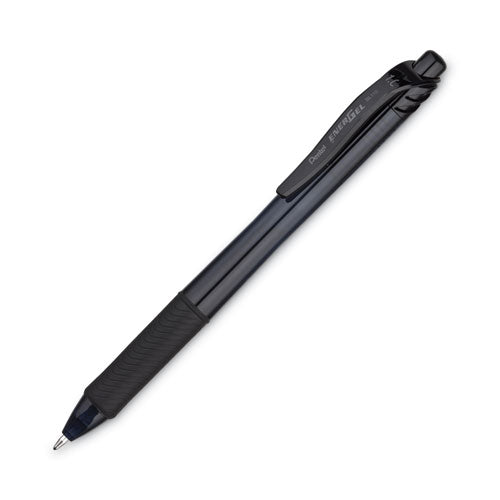 Image of Pentel® EnerGel-X Gel Pen, Retractable, Bold 1 mm, Black Ink, Smoke/Black Barrel, Dozen