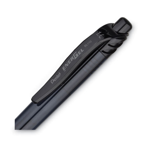 Image of Pentel® EnerGel-X Gel Pen, Retractable, Bold 1 mm, Black Ink, Smoke/Black Barrel, Dozen