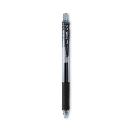 Image of Pentel® EnerGel-X Gel Pen, Retractable, Fine 0.5 mm, Black Ink, Clear/Black Barrel, Dozen