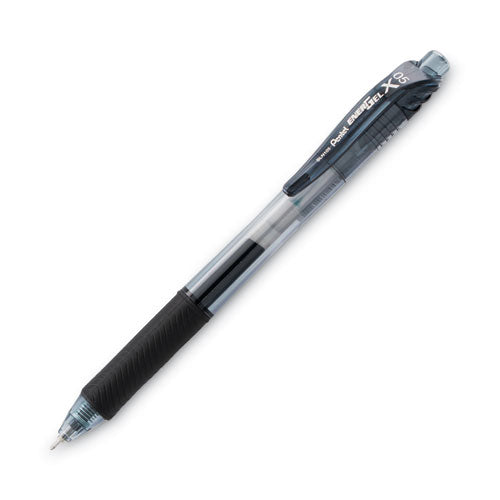 Image of Pentel® EnerGel-X Gel Pen, Retractable, Fine 0.5 mm, Black Ink, Clear/Black Barrel, Dozen