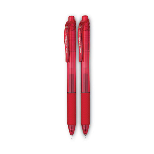 Image of Pentel® EnerGel-X Gel Pen, Retractable, Fine 0.5 mm, Red Ink, Translucent Red/Red Barrel, Dozen