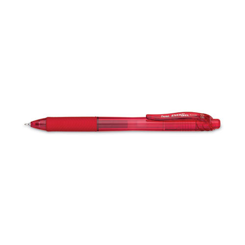 Image of Pentel® EnerGel-X Gel Pen, Retractable, Fine 0.5 mm, Red Ink, Translucent Red/Red Barrel, Dozen