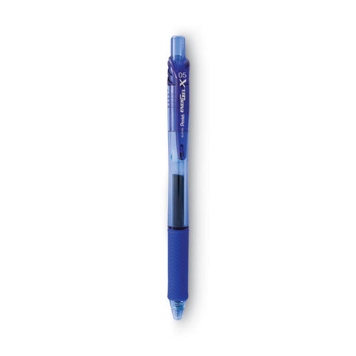 Image of Pentel® EnerGel-X Gel Pen, Retractable, Fine 0.5 mm, Blue Ink, Translucent Blue/Blue Barrel, Dozen