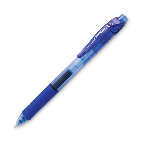 Image of Pentel® EnerGel-X Gel Pen, Retractable, Fine 0.5 mm, Blue Ink, Translucent Blue/Blue Barrel, Dozen