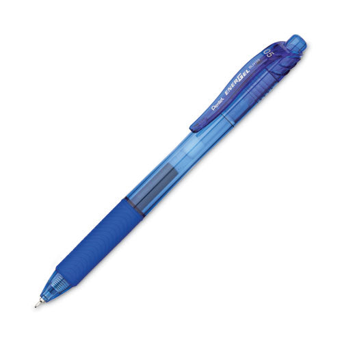 Image of Pentel® EnerGel-X Gel Pen, Retractable, Fine 0.5 mm, Blue Ink, Translucent Blue/Blue Barrel, Dozen