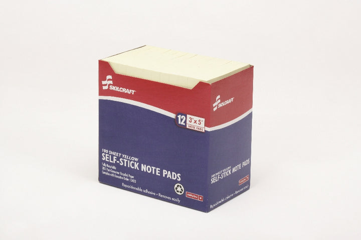 Image of Self-Stick Note Pad, Plain, 100 Sheets, 3" x 5", Yellow