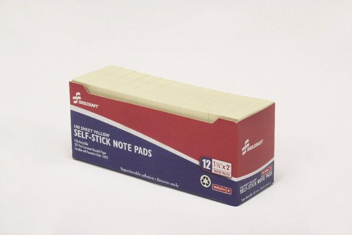 Image of Self-Stick Note Pad, Plain, 100 Sheets, 1-1/2" x 2", Yellow