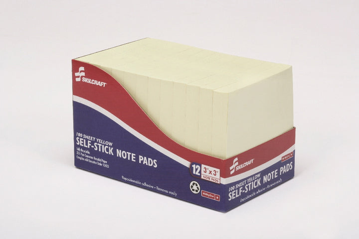 Image of Self-Stick Note Pad, Plain, 100 Sheets, 3" x 3", Yellow