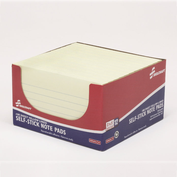 Image of Self-Stick Note Pad, Lined, 100 Sheets, 3" x 5", Yellow