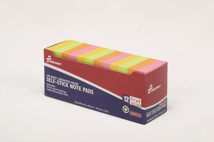 Image of Self-Stick Note Pad, Plain, 1-1/2" x 2", Neon