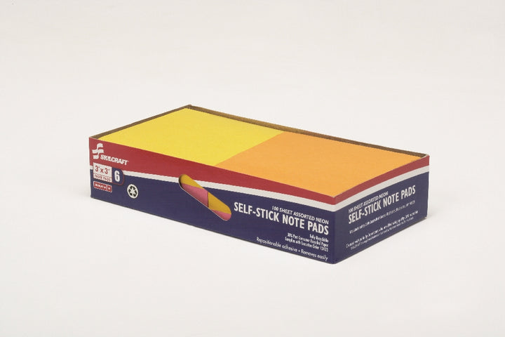 Image of Self-Stick Note Pad, Plain, 3" x 3", Neon