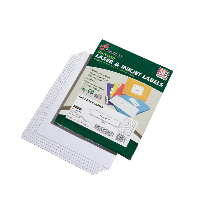 Image of Skilcraft Recycled File Folder Labels, 2/3" x 3-7/16", 30/Sheet, 1500 Labels