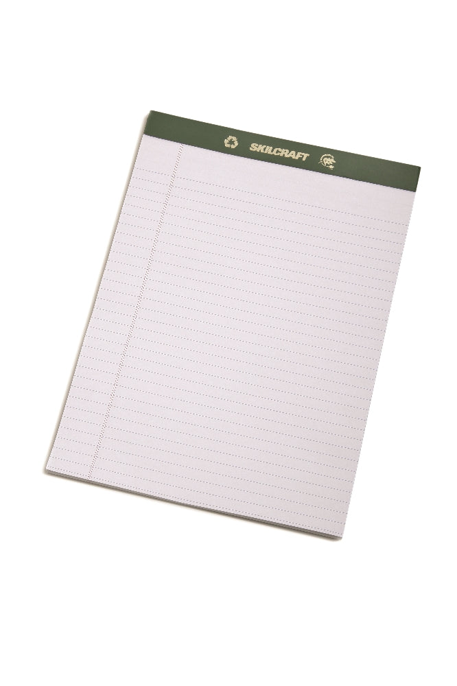 Image of Writing Paper Pad, Top Bound, Legal Rule, 50 Sheets, 100% Recycled Process Chlorine-Free, Letter 8-1/2" x 11-3/4", White