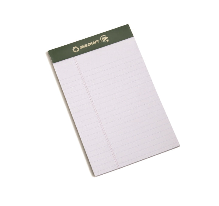 Image of Writing Paper Pad, Top Bound, Legal Rule, 50 Sheets, 100% Recycled Process Chlorine-Free, Junior 5" x 8", White