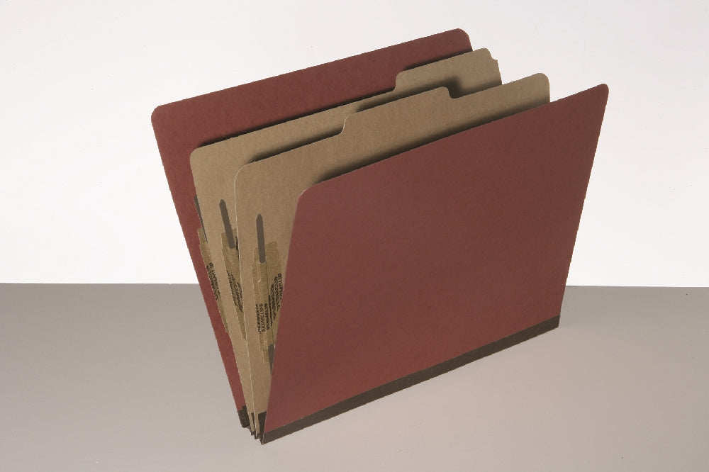 Image of Pressboard Classification Folder, 2 Divider, 6 Part, Letter, Earth Red