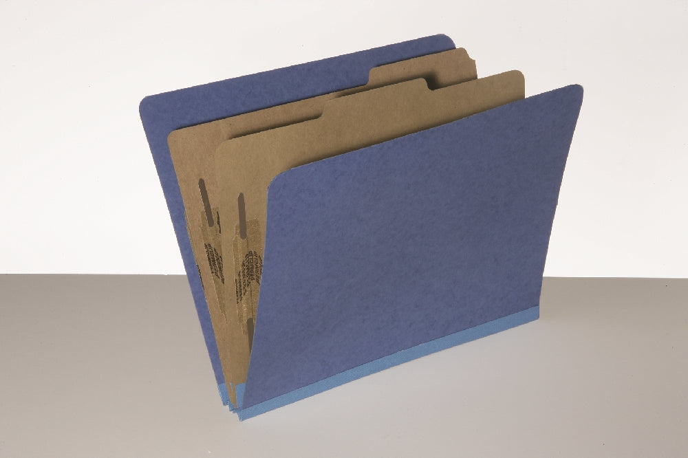 Image of Pressboard Classification Folder, 2 Divider, 6 Part, Letter, Dark Blue