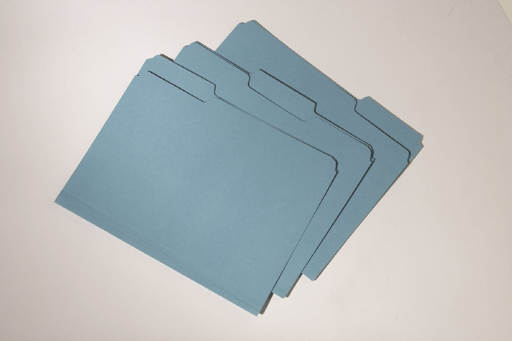 Image of Double-Ply Recycled File Folders, Processed Chlorine Free, Blue