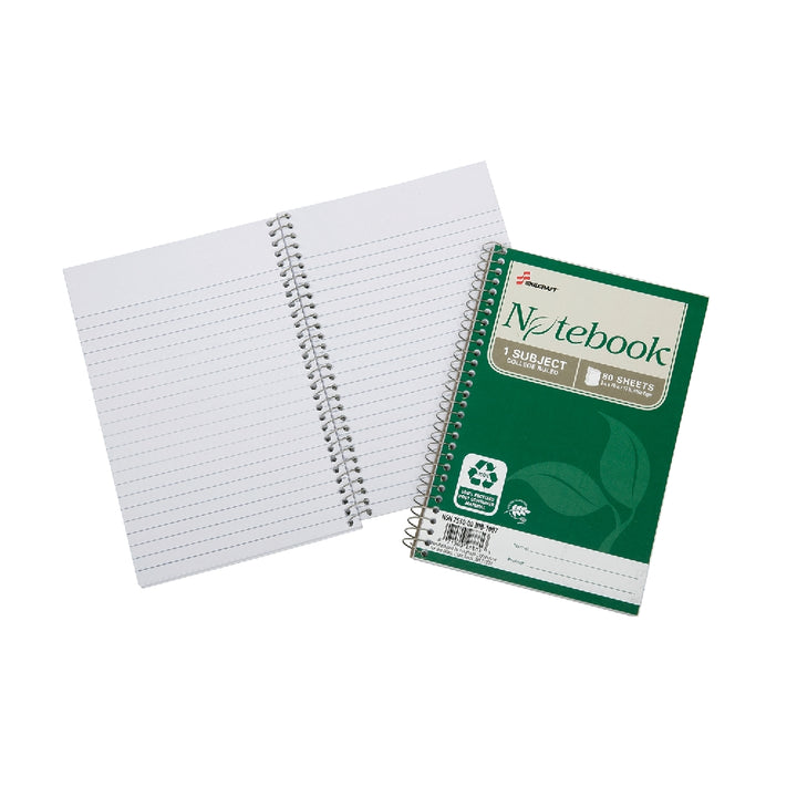 Image of Skilcraft 100% Post-Consumer Recycled Spiral Notebooks and Steno Pads, College Ruled, 7-1/2" x 5" - 80 Sheets
